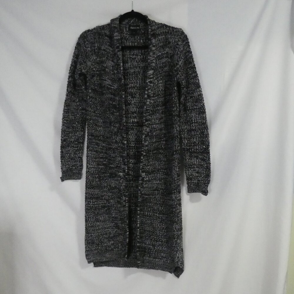 SEDUCTIONS | small | Black and White Knit Open Front Long Sleeve Cardigan
